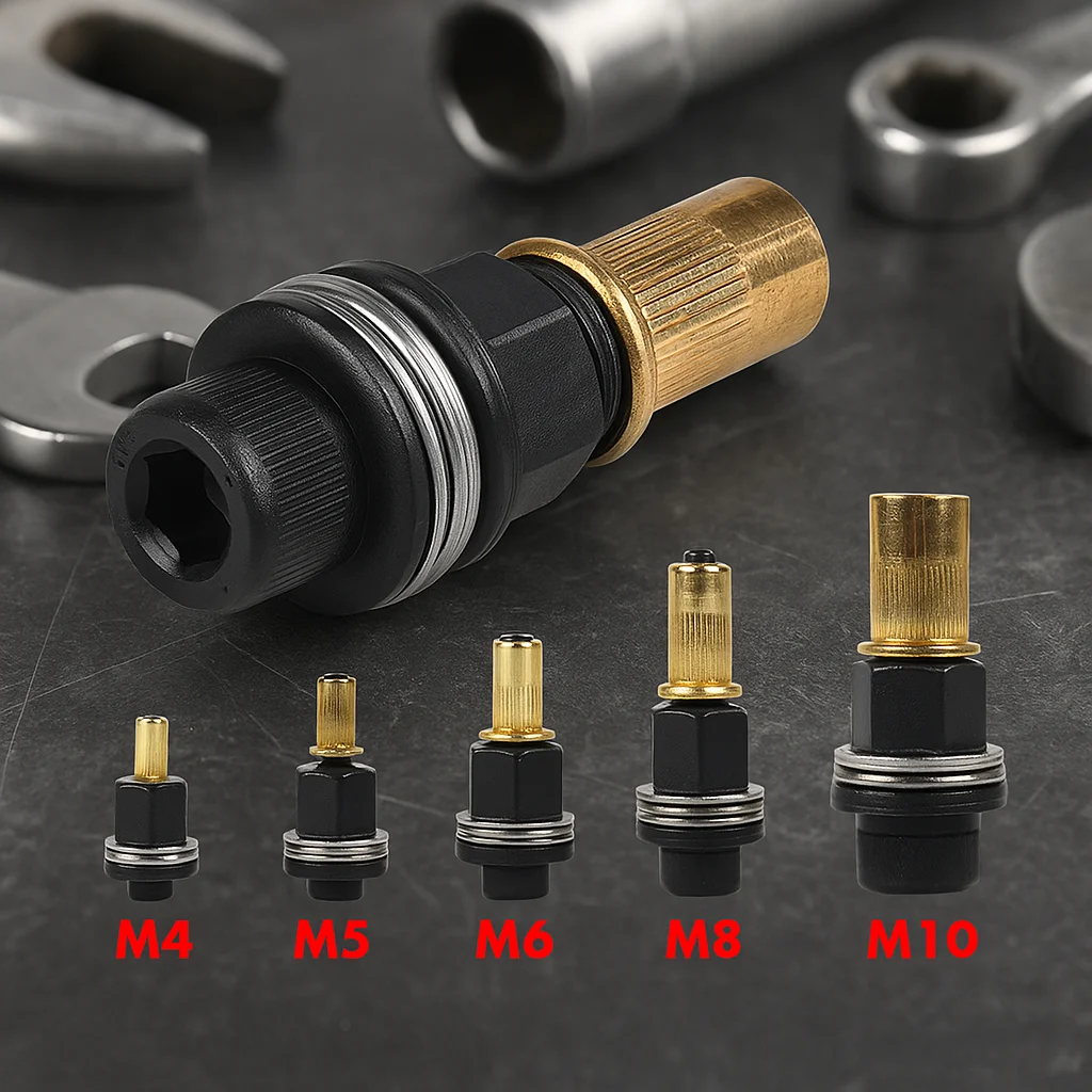 21pcs Hand Rivet Nut Tool Set Manual Riveter Kit with M4 M5 M6 M8 M10 Nut Heads for DIY Repair Installation, Easy Use Accessory