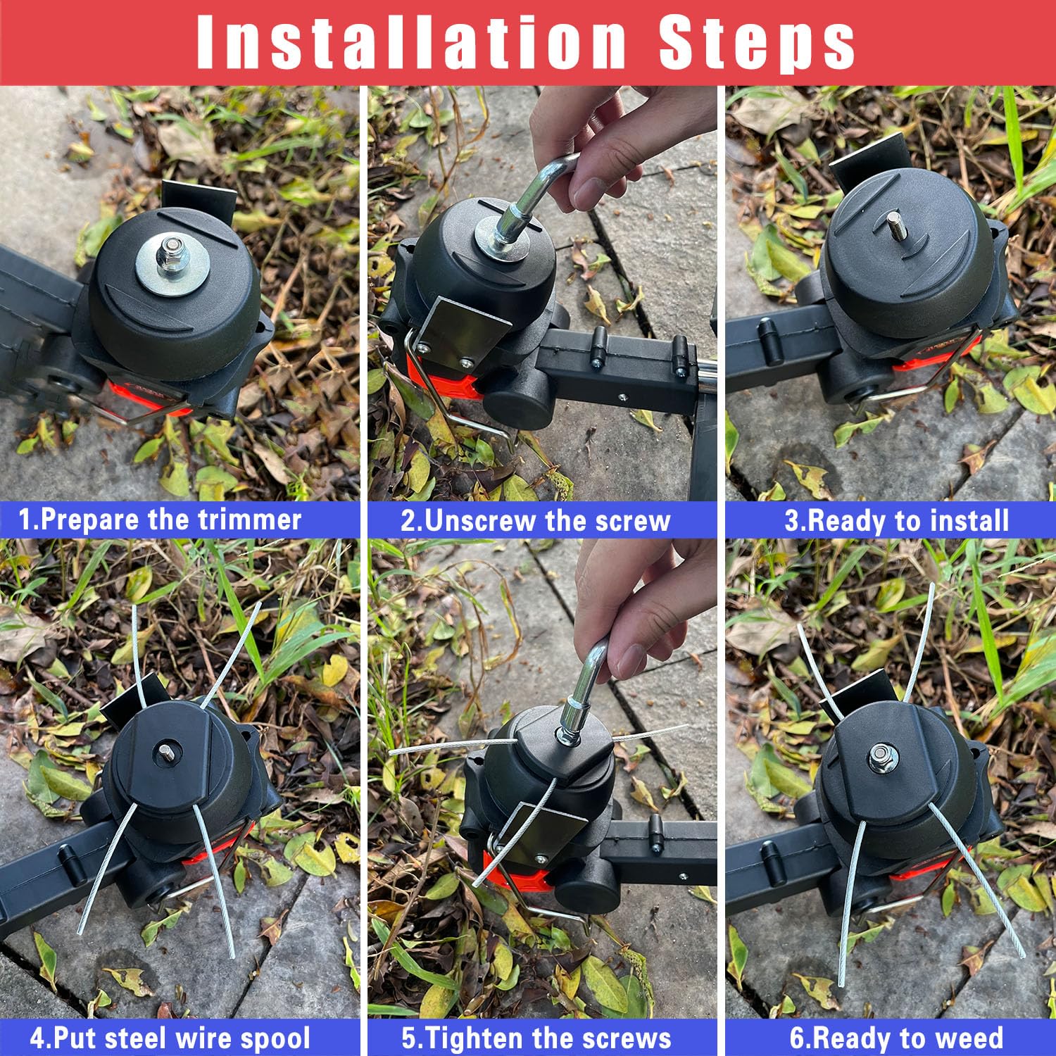 Replacement Steel Wire Line Trimmer Head for Cordless Grass Trimmers String Trimmer Head Electric Weed Eater Head