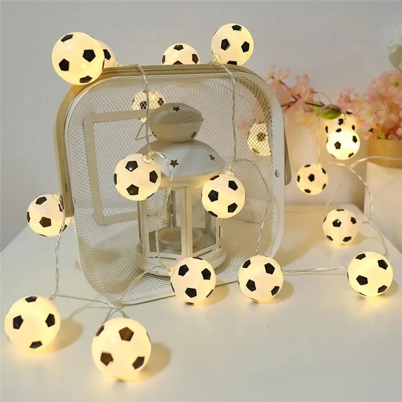 10 LEDs ไฟสตริงฟุตบอล DIY ฟุตบอลอุปกรณ์เสริมบรรยากาศสําหรับบาร์คลับปาร์ตี้ตกแต่งแฟนอุปกรณ์