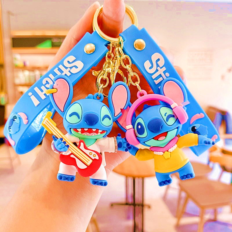 Venta al por mayor, nuevo llavero de Anime de Disney, Mickey Mouse, Minnie, Lilo y Stitch, llavero de dibujos animados, colgante de coche, juguetes para niños, regalos