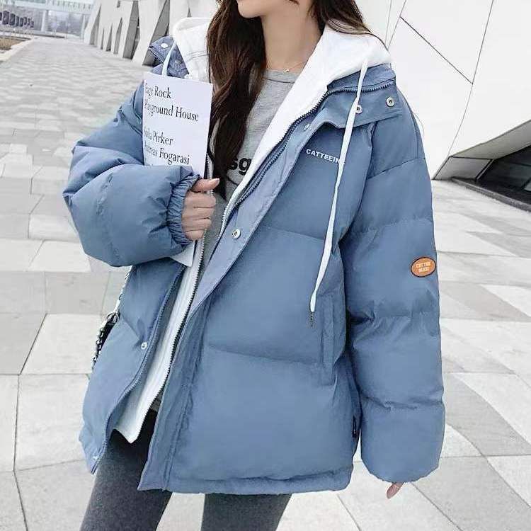 Jaqueta acolchoada de algodão para meninas, jaqueta acolchoada de algodão, duas peças falsas curtas, roupa nova de estudante, inverno, 2024