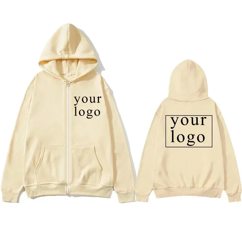 Masculino feminino diy zíper cardigan com capuz 2025 nova moda seu próprio design logotipo da marca/imagem personalizada em qualquer lugar