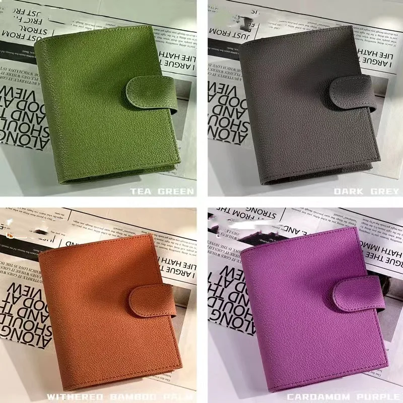 2024-2025 A7 Pu Leather Binder 6 Ring Binder With 45 Sheets PU Clip-on Notebook Faux leather Loose Leaf Notebook Journal Kawaii