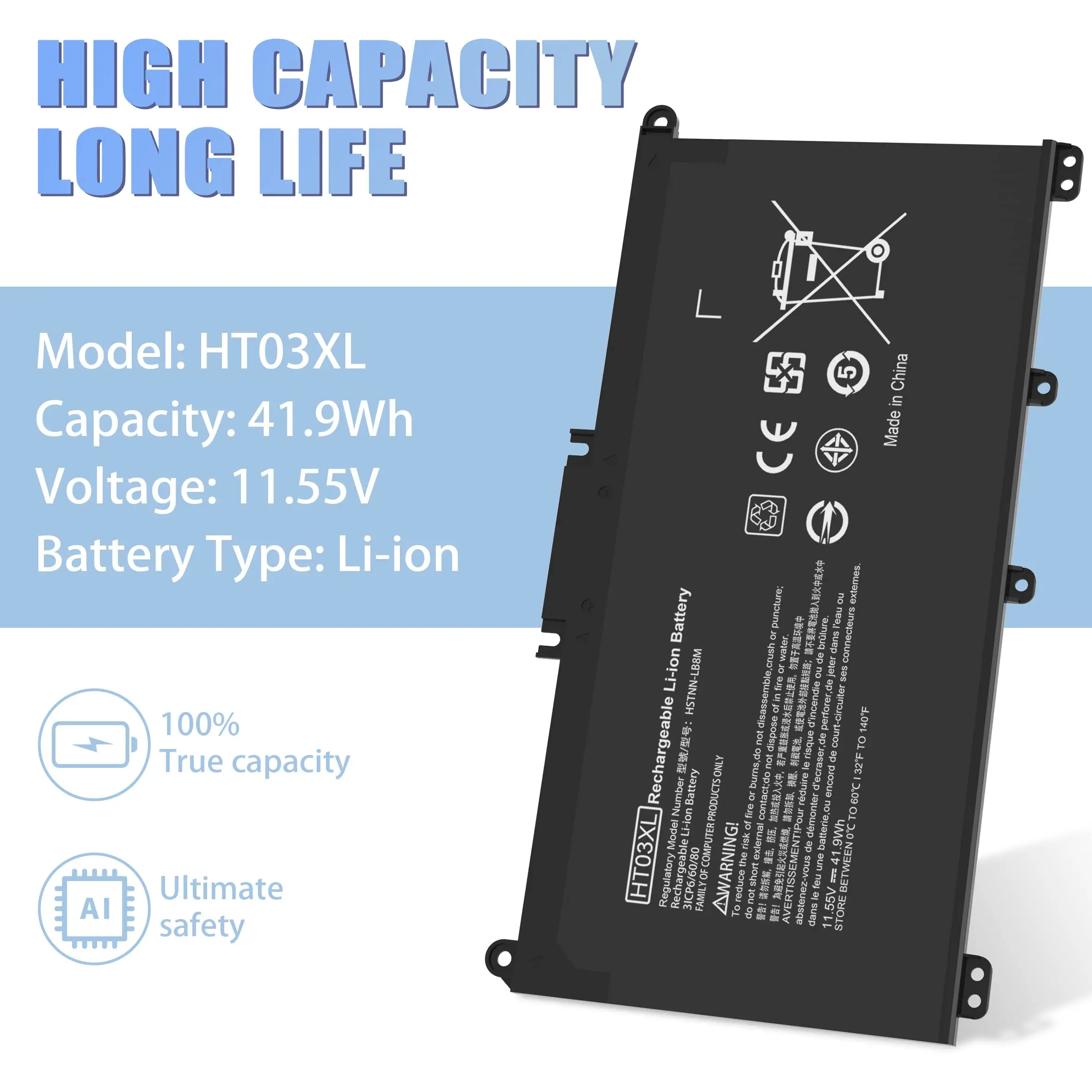HT03XL Laptop Battery L11119-855 for HP Pavilion 15-DA 15-DB 15-DW 15-CS 15-DY 17-by 17-CA 14-CE 14-CF 14-DF 14-DQ 14-DK Series