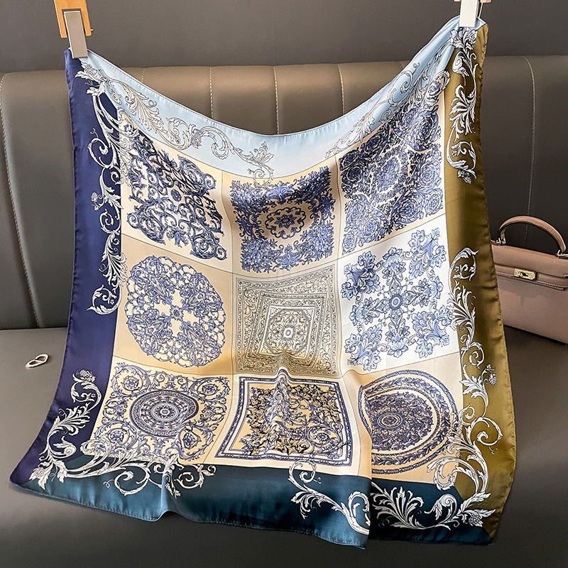 Bufandas de pelo de satén de seda de lujo para mujer, pañuelo cuadrado con estampado de leopardo a la moda, bufanda de diseñador profesional de 70cm, diadema