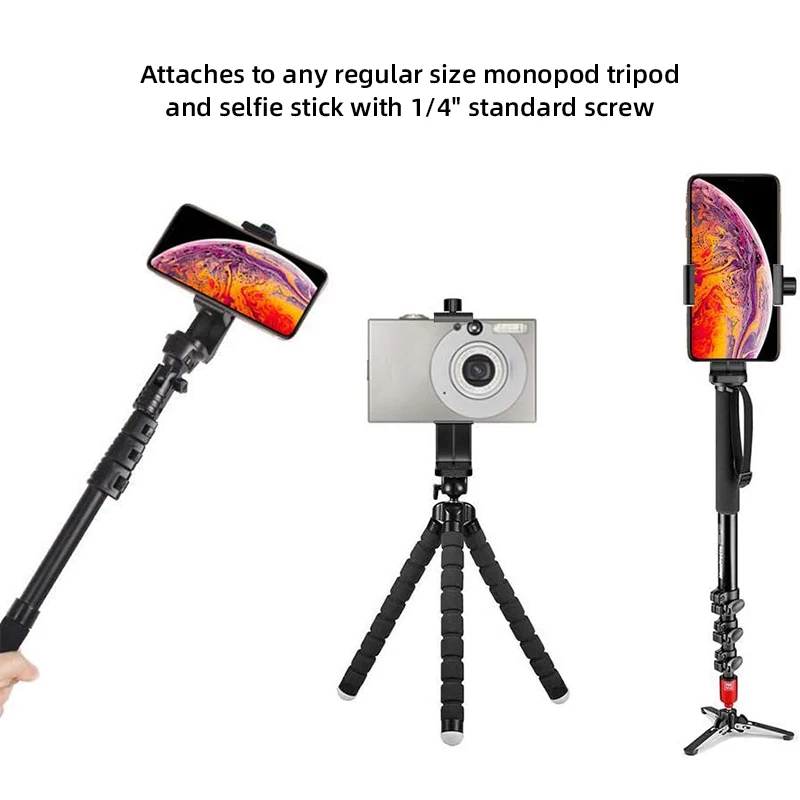 Phone Holder Vertical Horizontal Tripod Mount Adapter Rotatable Adjustable Clip for iPhone Android Selfie Stick Camera Stand