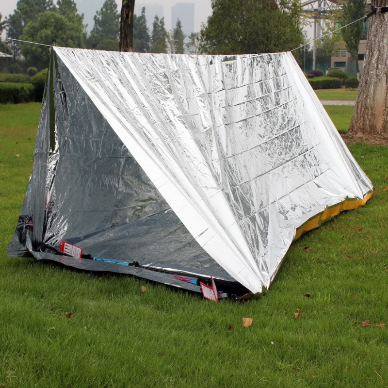 Tente d'urgence extérieure, couverture de survie, couverture de premiers secours, couverture isolante, tente Simple, protection solaire, couverture spatiale