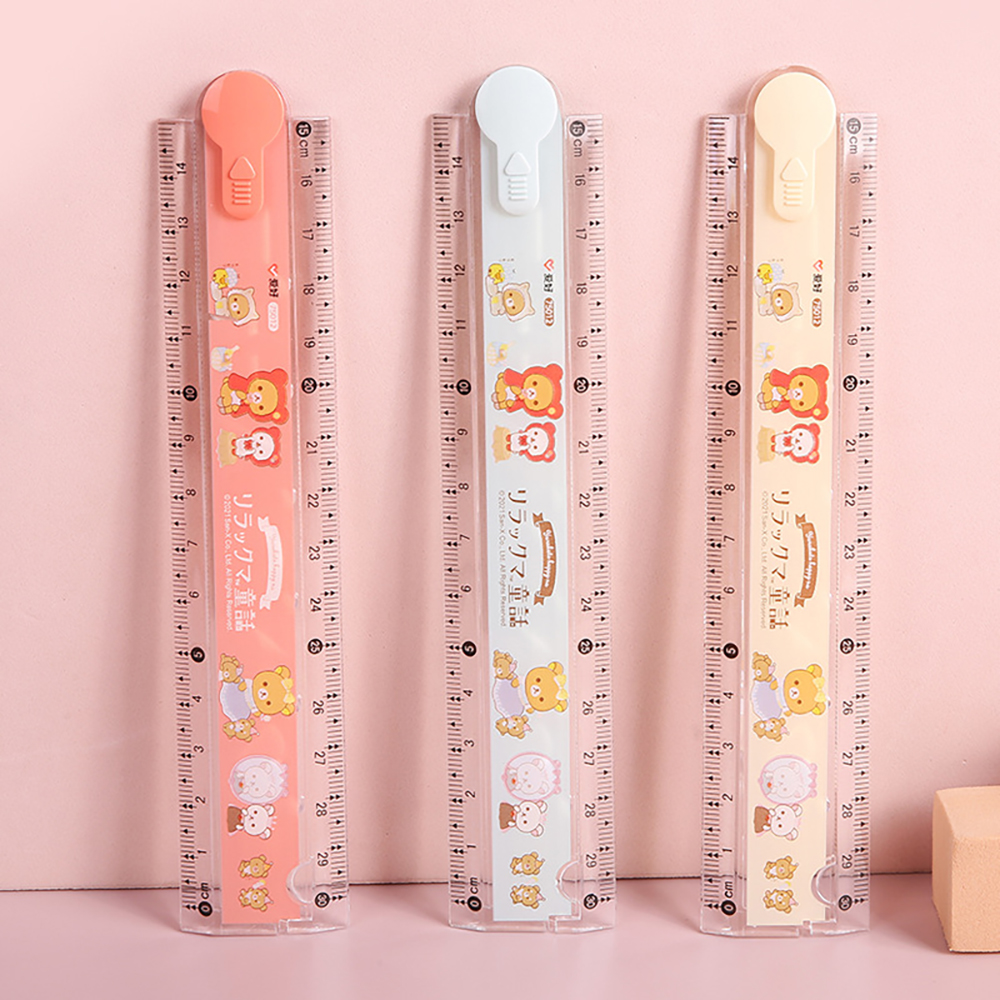 Kawaii dos desenhos animados urso dobrável régua reta 30cm medição bonito papelaria multifuncional diy ferramenta de desenho escola material de escritório