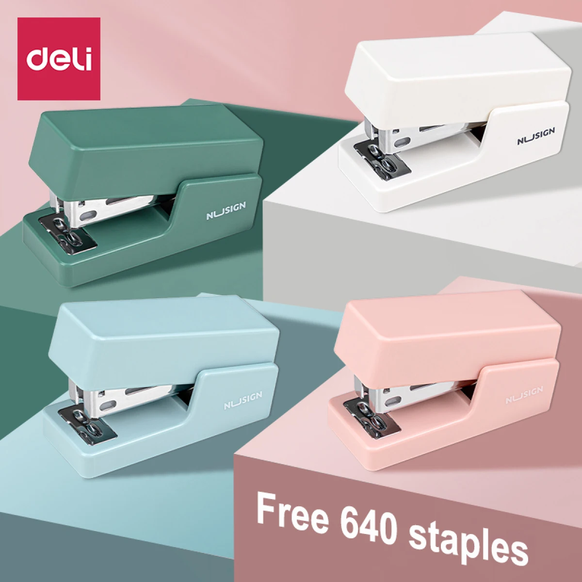 Mini cucitrice Set rilegatrice portatile per carta colorata Utilizzare 24/6 26/6 punti metallici Forniture per ufficio di cancelleria di moda