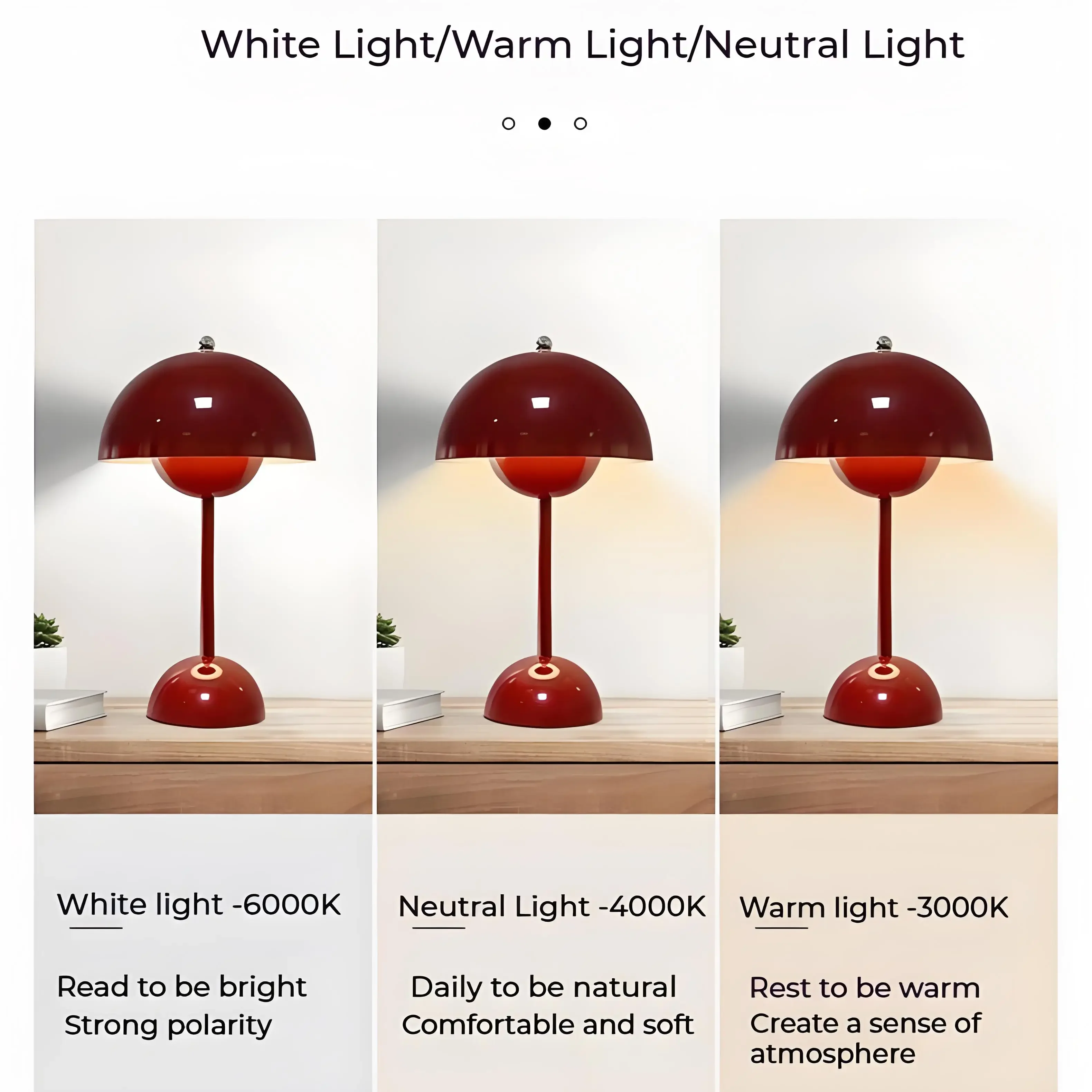 Lámpara de mesa con forma de seta recargable por USB, accesorio de iluminación interior con ajuste de tres velocidades, lámparas de escritorio con forma de capullo de flor, decoración nocturna