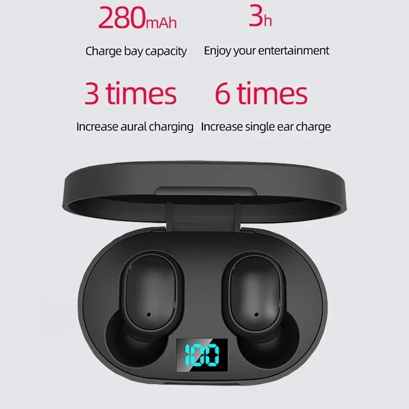 TWS E6S auricolari Bluetooth cuffie Bluetooth senza fili cuffie con cancellazione del rumore con microfono cuffie per Xiaomi Redmi