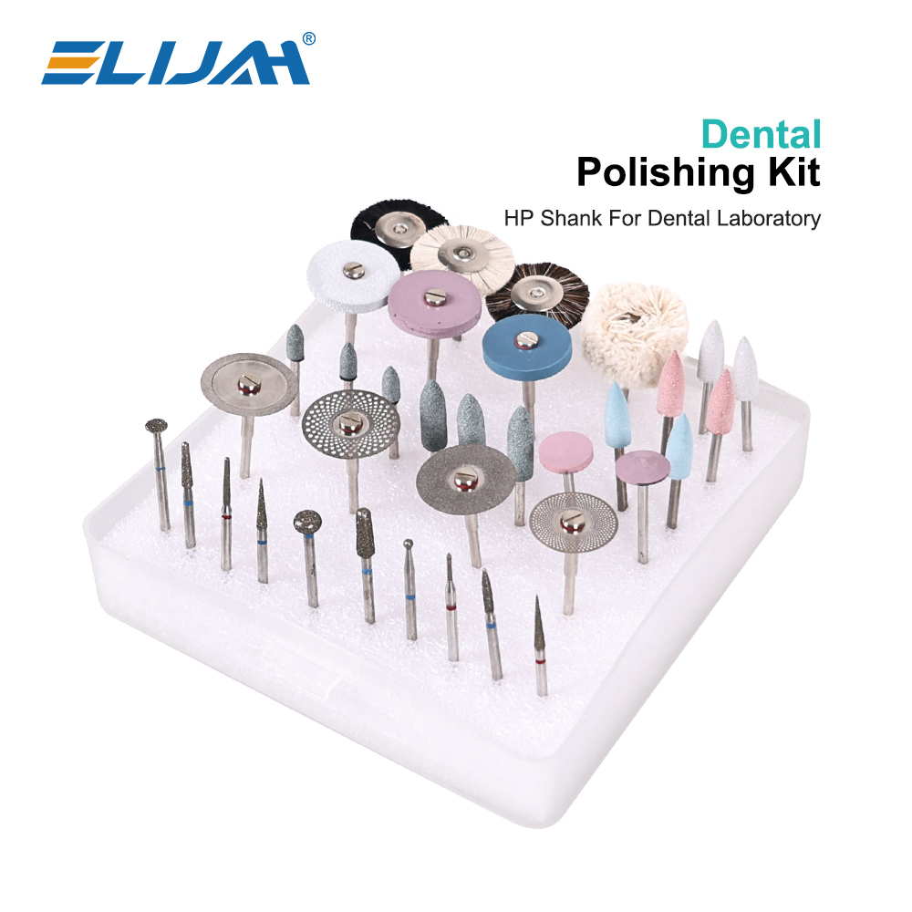SYJH 35 stks/set Dental Lab Polijsten HP Kit Keramische Porselein Slijpen Tandarts Tool Diamant Burs Borstel Materiaal
