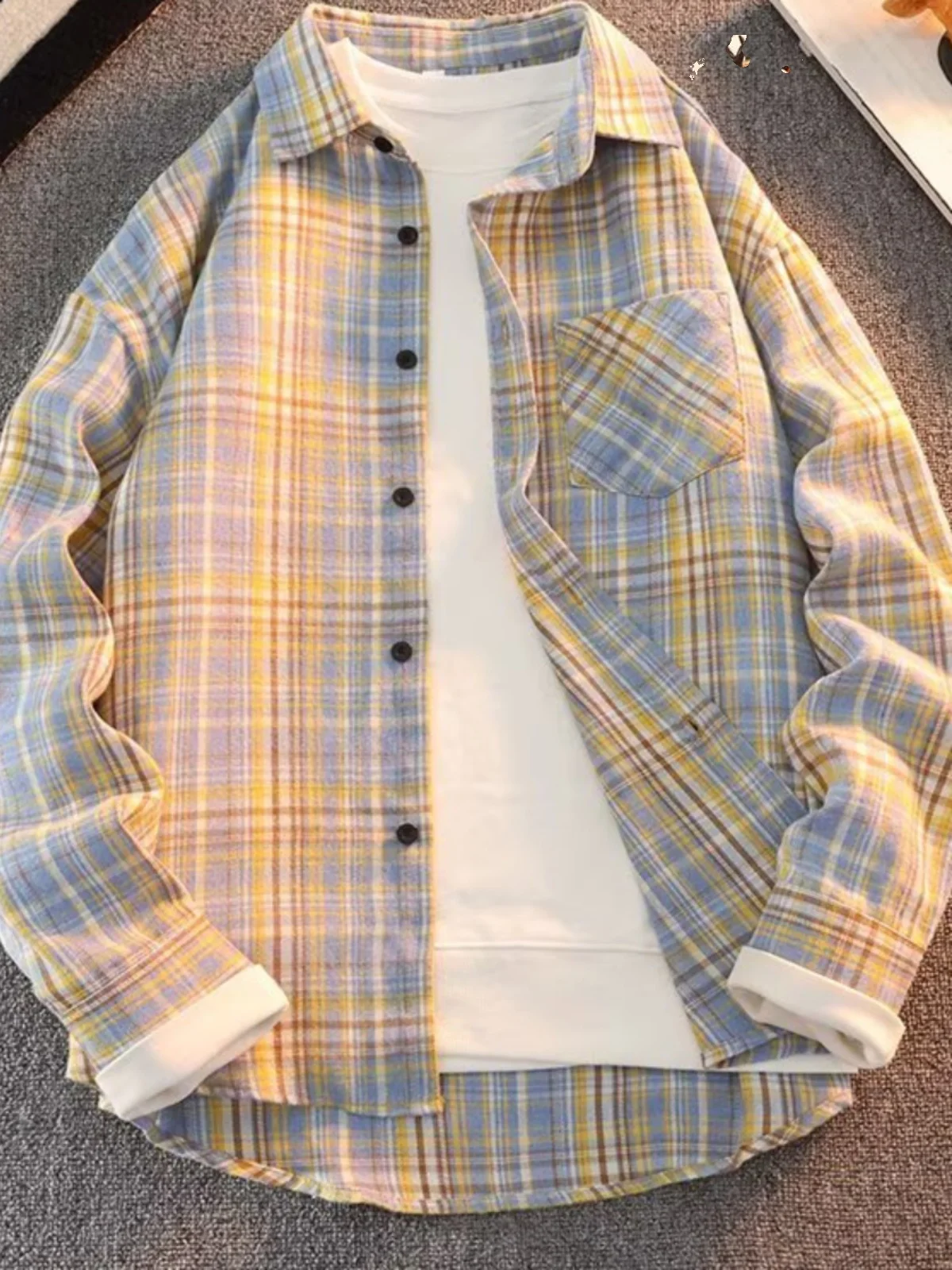 Long Sve Men's irt 2025 Spring New Sle Cool Retro Japanese id Large Size Collar irt Jaet Stand Fit Youth Faion