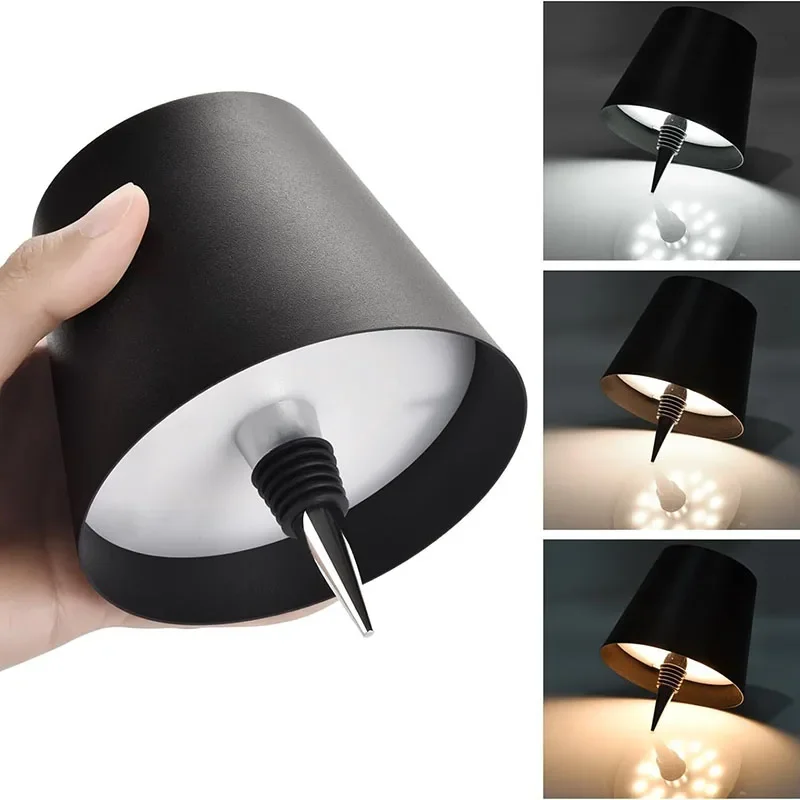 Lámpara de mesa inalámbrica para botellas, Control táctil de 3 colores y lámpara de noche con atenuación continua, adecuada para Bar, botellas de vino, luces de escritorio
