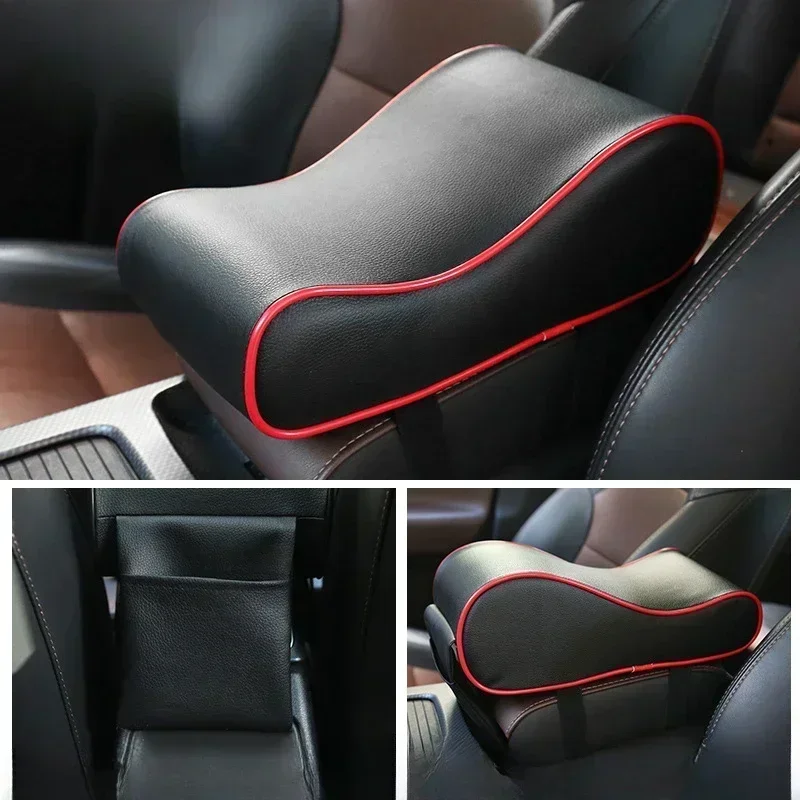 Apoio de braço central de carro de couro almofada macia preto console central do carro braço resto caixa de assento tapete almofada capa protetora do veículo