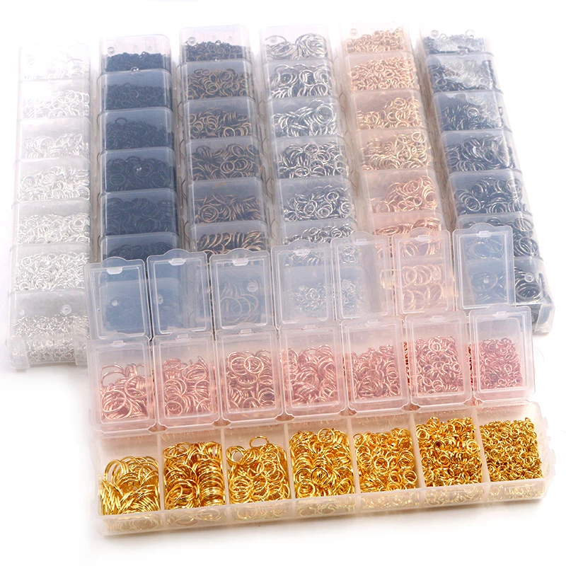 Ein Satz Box 3, 4, 5, 6, 7, 8, 10 mm, 8 Farben, offene Biegeringe, Spaltringe, Verbindungsschlaufe für DIY-Schmuckherstellung