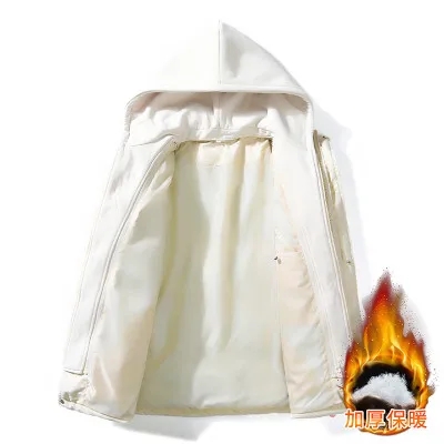 Jaqueta com capuz extragrande masculino, Monocromática, Grossa, Quente, Blusão, Sobretudo, Exterior, Inverno