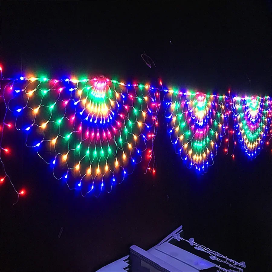 Enchufe UE/EE. UU. 3M 3 Pavo Real LED Luz de red Luz de malla para exteriores cortina de ventana telón de fondo pared Navidad Año nuevo guirnalda de luces de hadas