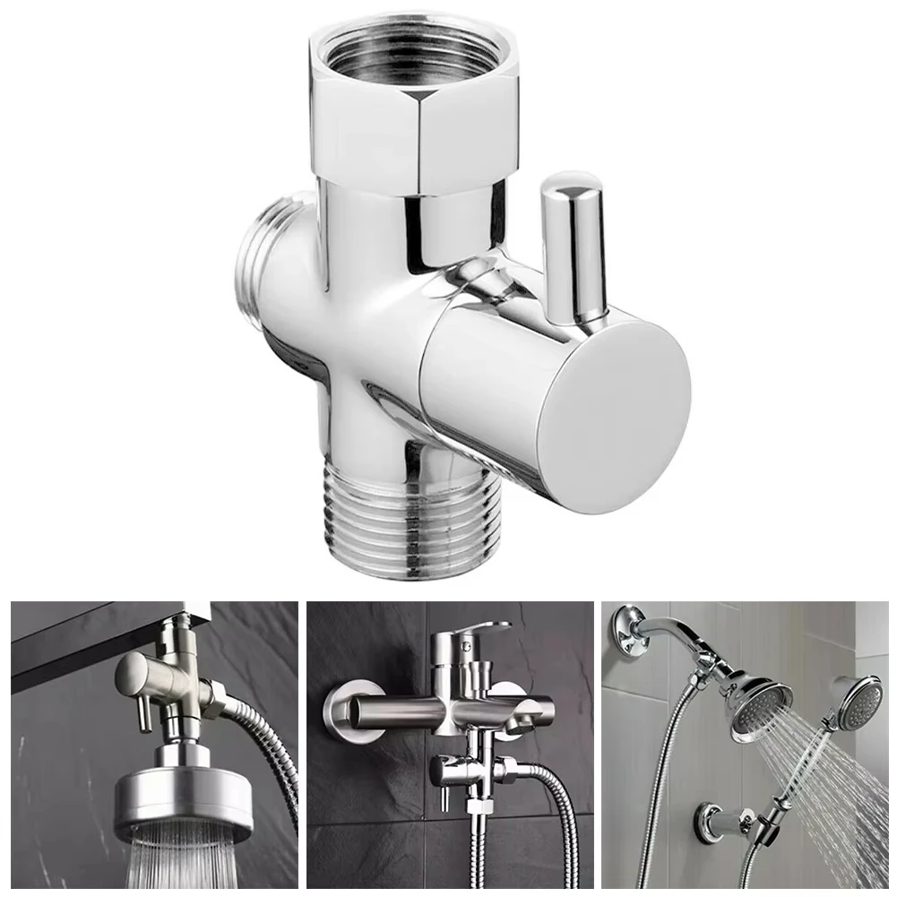 G1/2in 3 Way วาล์วเปลี่ยนทิศทาง T-Adapter Converter สําหรับฝักบัวทองเหลือง Water Tap Connector ก๊อกน้ําห้องน้ําเครื่องแยกน้ํา