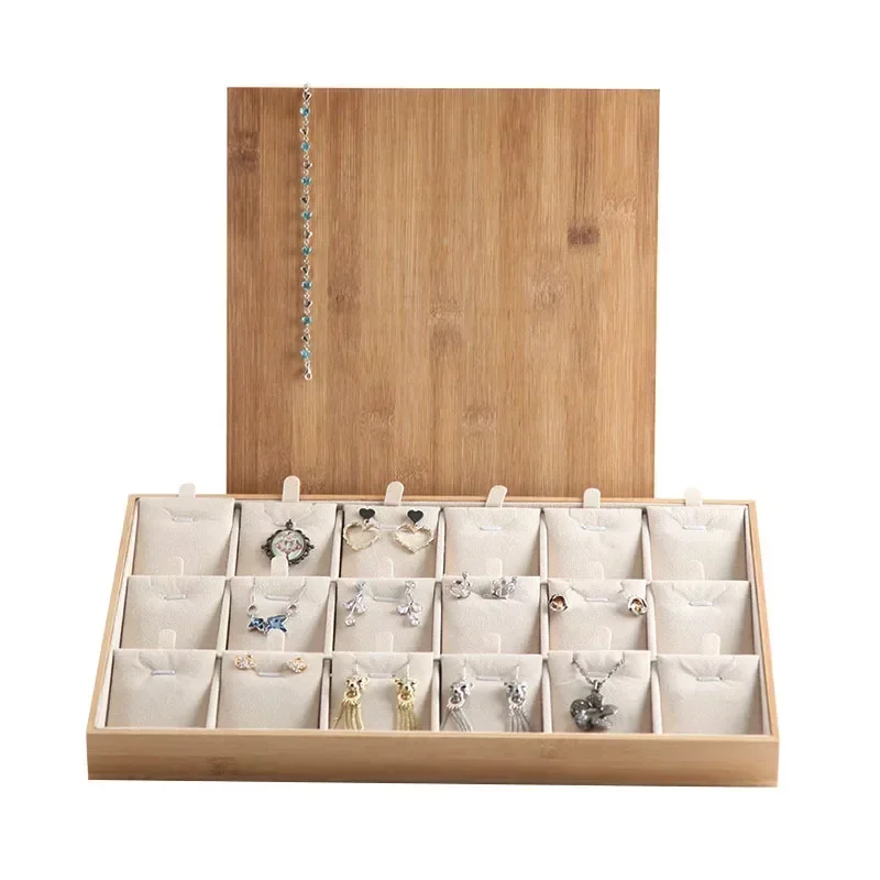 Boîte de rangement de bijoux en bambou et bois, plaque d'affichage de pendentif de collier, boîte de diversification de bracelet, T1, nouveau