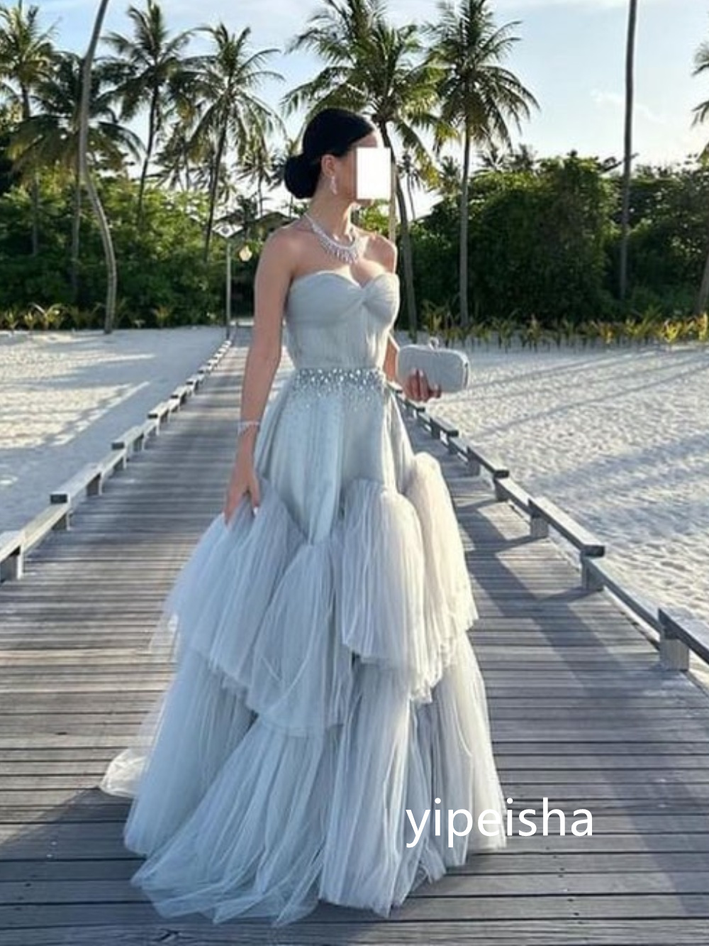 ที่กําหนดเองคุณภาพสูงTulleจีบA-Line Sweetheartชุดยาวชุดราตรีคลาสสิกประณีตสไตล์โมเดิร์นPastrol Unisex Ca