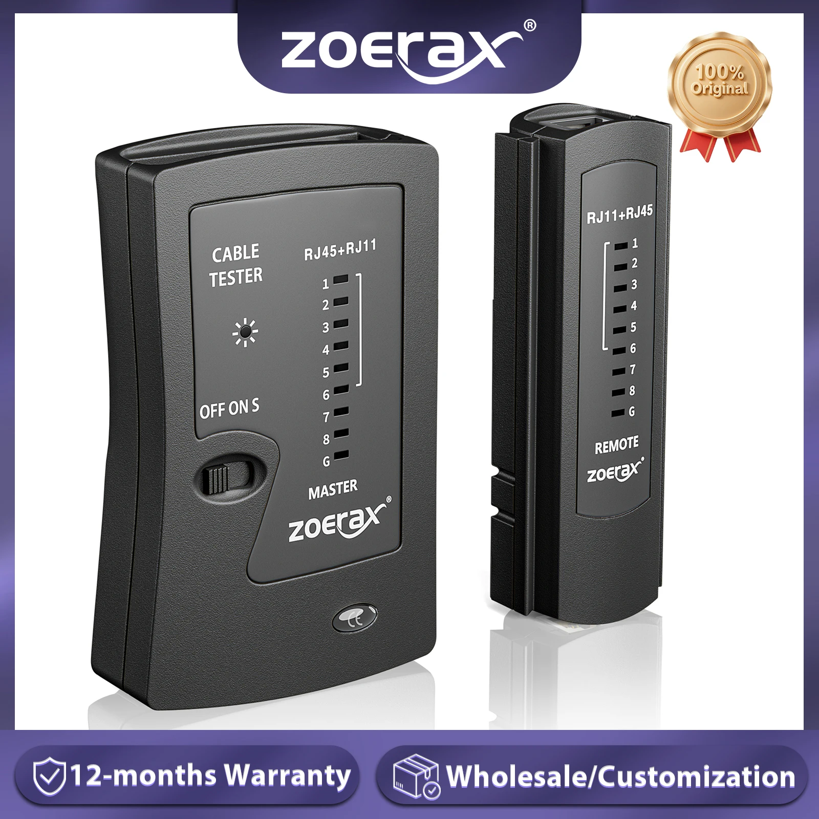 Тестер сетевого Ethernet-кабеля ZoeRax для LAN RJ45 Cat5 Cat5e Cat6 Cat6a Cat7 UTP/экранированного кабеля и RJ11 RJ12