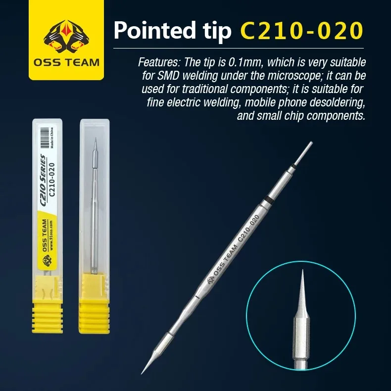 OSS Team C210 C245 Tip for Soldering Iron Replacement Press-on Tips Welding Equipment Tool Cautin Sting for T210 T245 T80P HS-02