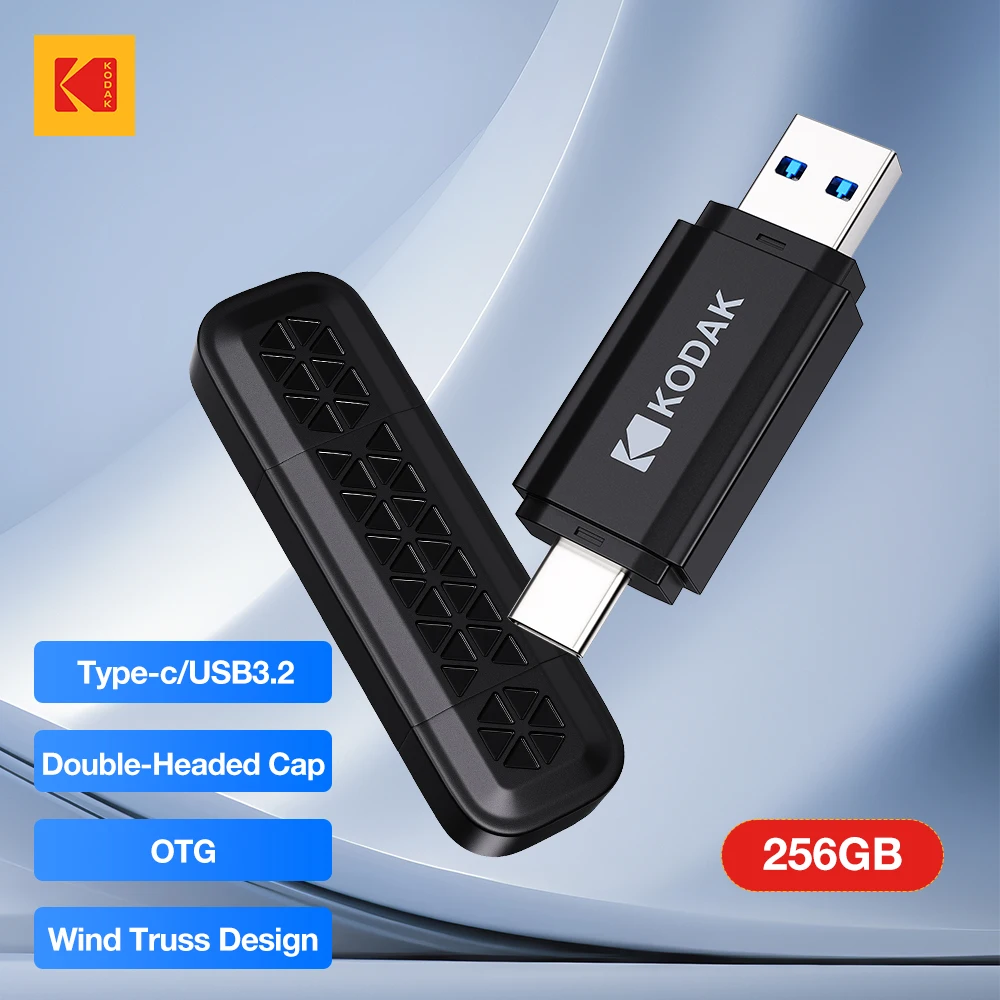 Kodak Dual USB Flash Drive Memory Stick USB3.2 Gen 1 OTG Портативный U-диск 32 ГБ 64 ГБ 128 г 256 г для телефона Компьютер