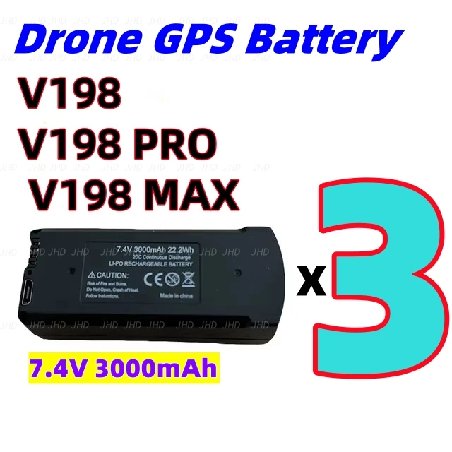 JHD оригинальный 7,4 В 3000 мАч V198 MAX PRO аккумулятор для дрона V198 8K GPS RC Quadcopter V198PRO запасной аккумулятор Запчасти для дрона