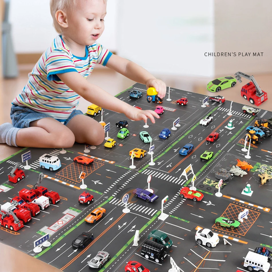 Tapete de estrada de tráfego de plástico fino para crianças playmat crianças simulado mapa de estacionamento brinquedo do bebê jogar esteira menino menina tapetes brinquedos