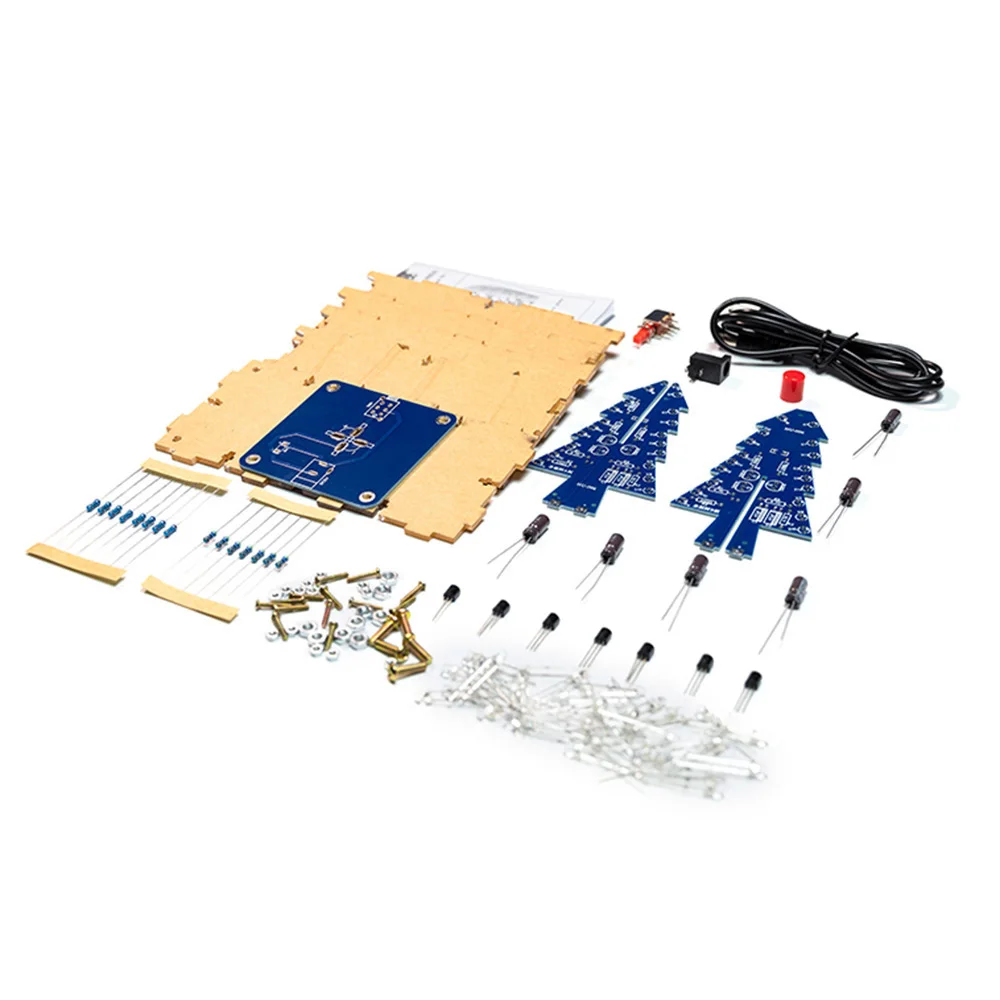 Kit DIY de árbol de Navidad LED colorido con tema navideño, Kit de circuito de Flash LED, Kit de práctica de soldadura divertida electrónica