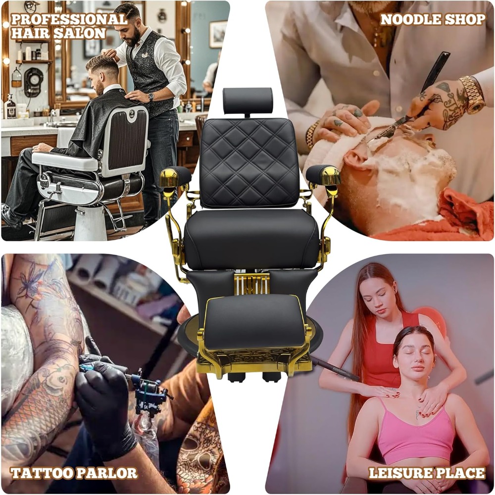 Vintage Barber Chair Heavy Duty Hydraulic Recline Salon Chair, 550 lbs Capacity, 160° Adjustable Backrest, Scratch-Resistant