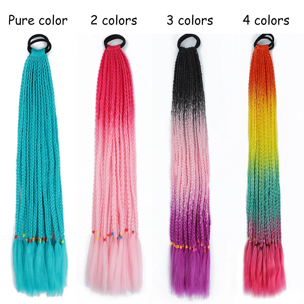 AZQUEEN Tổng Hợp Tóc Nhiều Màu Sắc Áo Đuôi Ngựa Phần Mở Rộng Mặc Trong Pony Đuôi Và Chignon 24 "Bím Tóc Dài Có Phối Thun Co Giãn