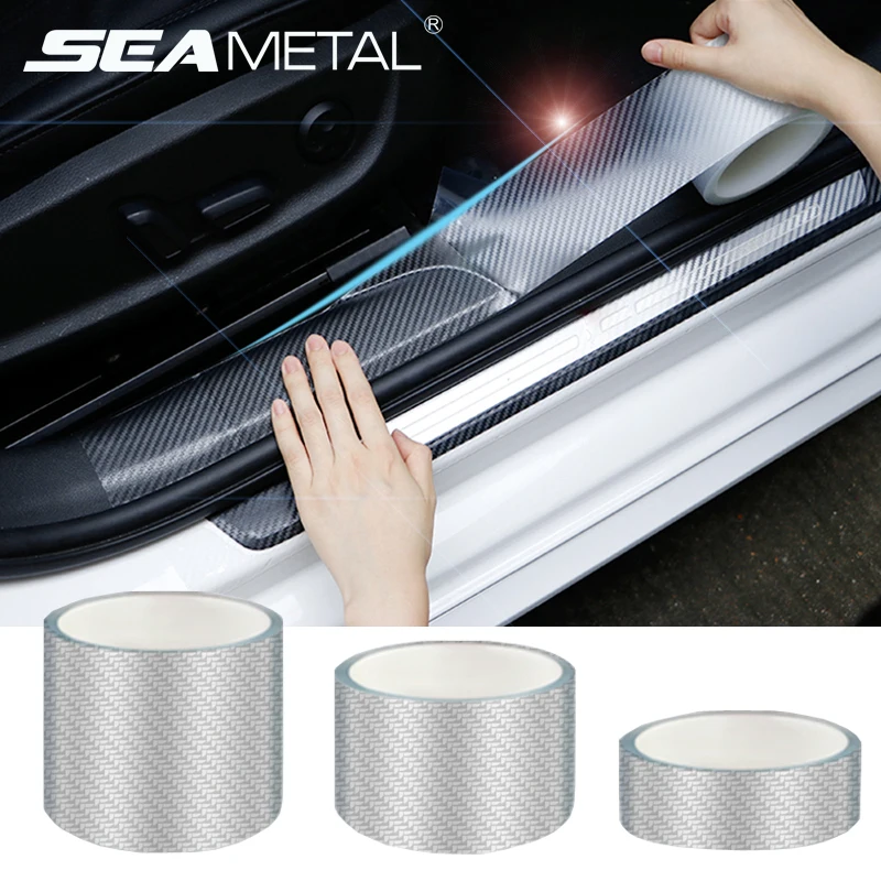 SEAMETAL 3D Carbon Faser Auto Tür Schutz Film Anti Scratch Wasserdicht Transparent Nano Tür Rand Aufkleber für Auto Zubehör