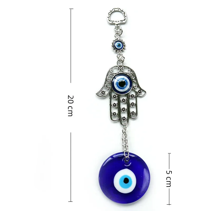 Pingente de Parede Azul Evil Eye, Amuleto Turco, Amuleto da Sorte, Bênção Proteção Presente, Mão Hamsa, Flor para Decoração de Casa