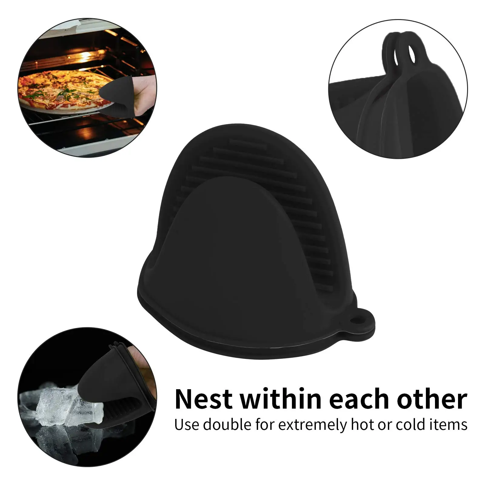 Manoplas de silicona para horno, manoplas de pellizco resistentes al calor, antideslizantes, Clips, soporte para olla, manoplas para horno y cocinar, 2 uds.