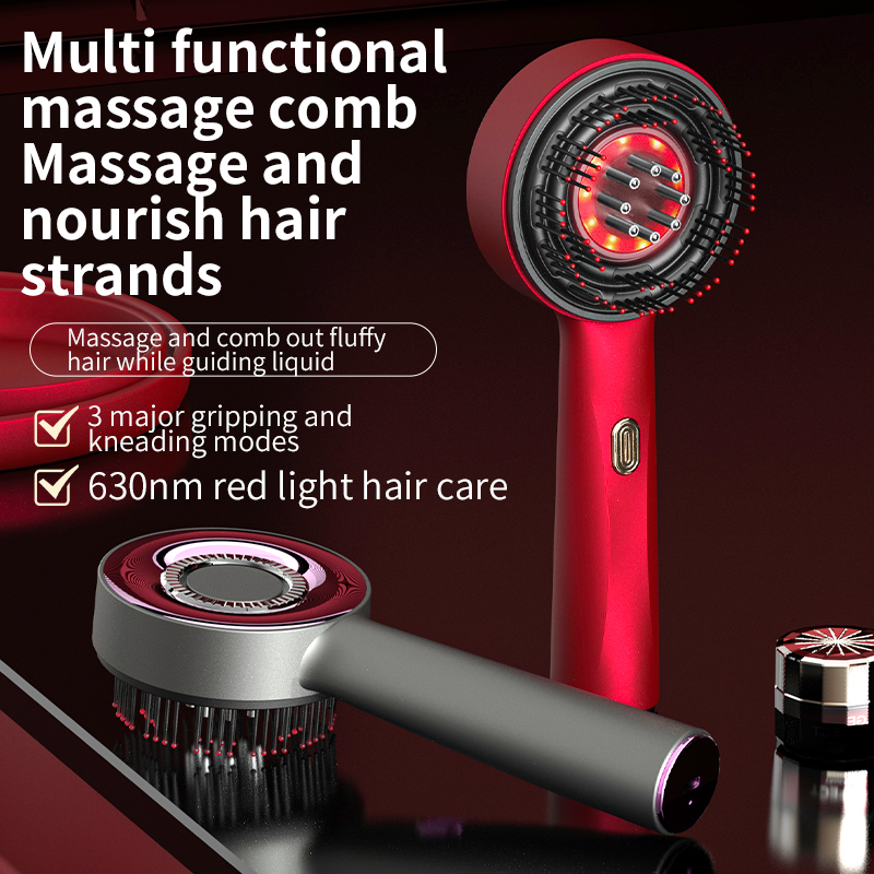 Vibração elétrica massagem pente terapia de luz vermelha crescimento do cabelo massagem escova do couro cabeludo anti perda de cabelo aplicador de óleo líquido cuidados com o cabelo