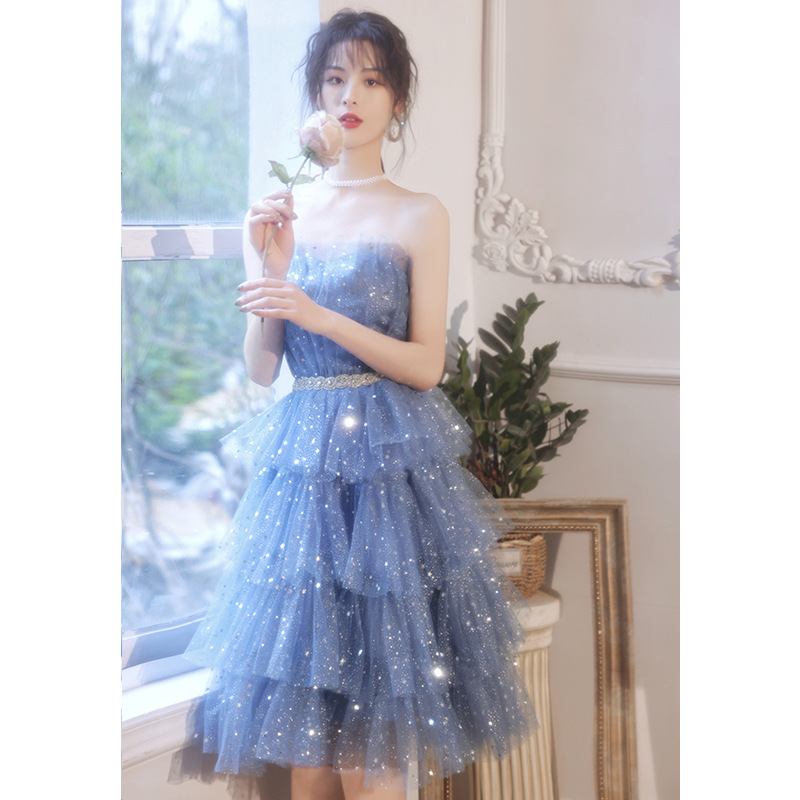 女性のためのプリンセスイブニングドレススーパーフェアリー、チューブトップ、誕生日パーティー、プロム、学生、卒業式、新しい気質、2024