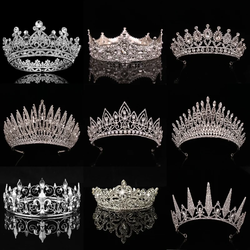 Corona da sposa oro argento colore strass cristallo diadema regina corona principessa diadas gioielli per capelli da sposa accessori per capelli da festa
