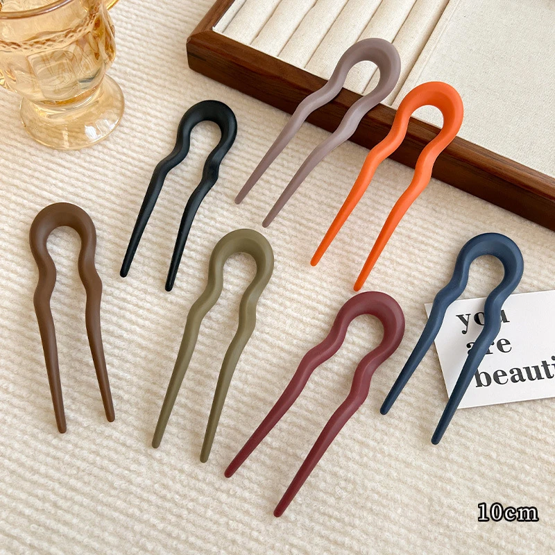 7 pz/set Opaco a forma di U Bastoni Per Capelli Forcella Moda Acetato Acrilico Tornante Design Geometrico Copricapi Donne Ragazze Accessori Per Capelli