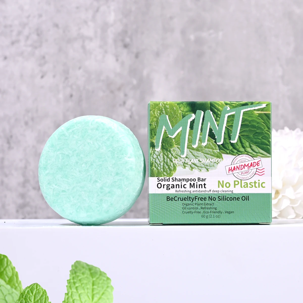 Ice Cool Erfrischendes Minz-Shampoo mit ätherischen Ölen, Handseife, festes Shampoo-Stick, Bio-Pflanzenextrakt-Essenz, Haarpflege