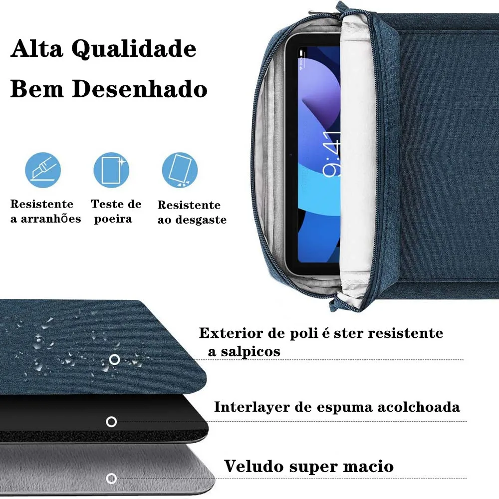 Bolsa de Manga para iPad Pro, Bolsa Bolsa, 12, 9, 11, 10, Ar 5, 4, 3, 10,9, 10.2 Polegada, 9ª, 8ª, 7ª Geração, 2021, 2022