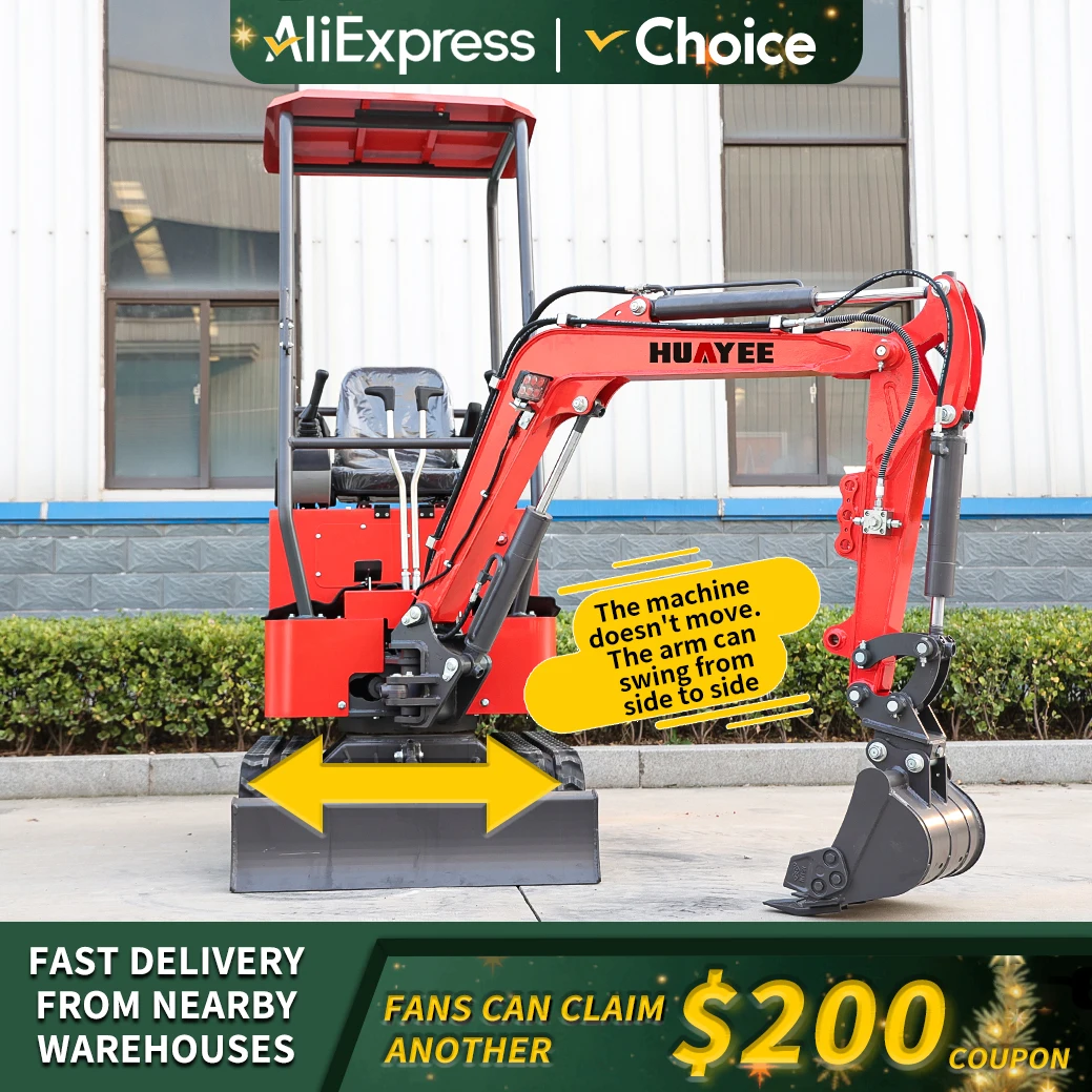 Miniexcavadora 1000kg personalizada HUAYEE China fábrica excavadora sobre orugas entrega rápida multifuncional con excavadora de cabina