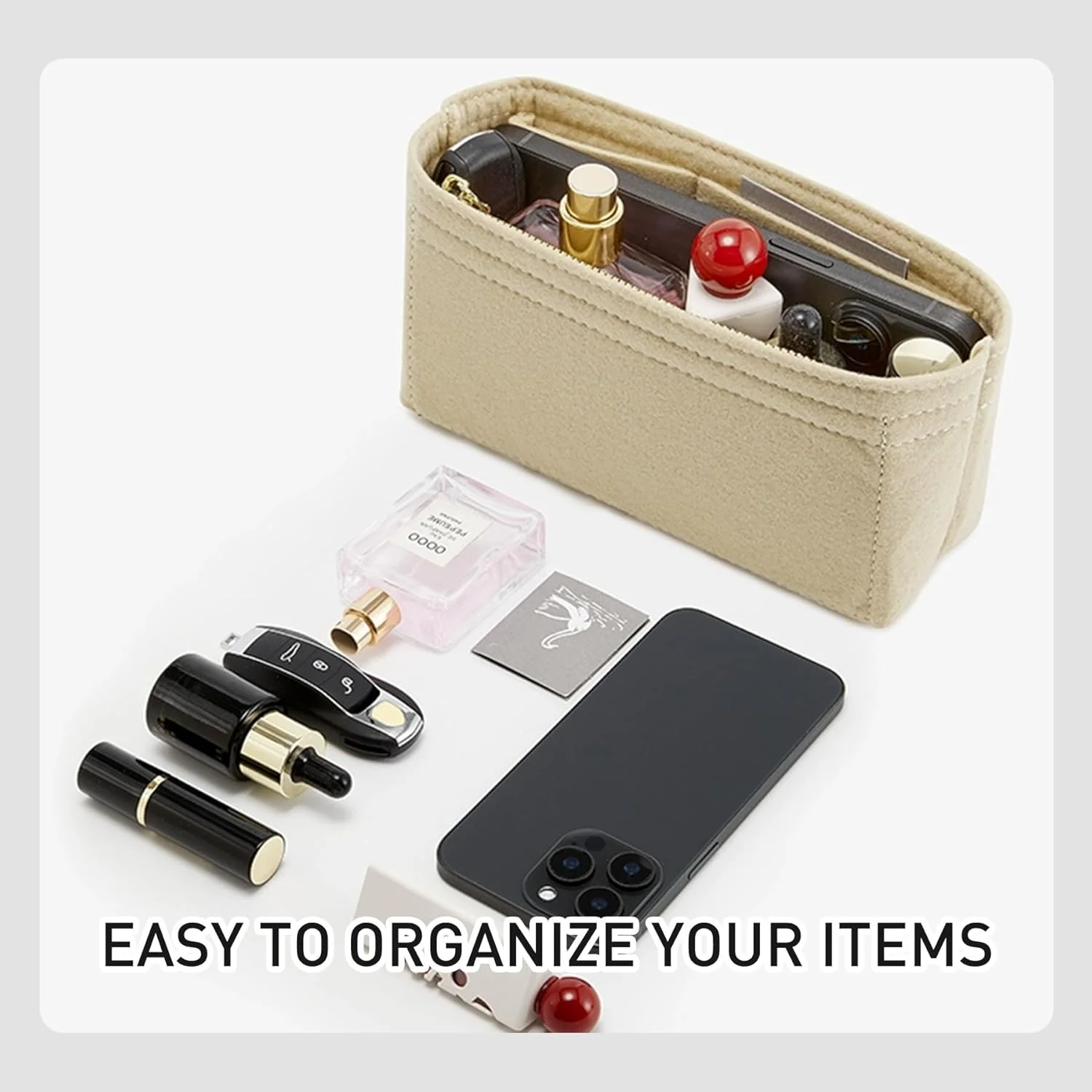 Bag Insert For LongChamp Mini Bag Organizer Felt Mini Bag Organizer for le pliage Green Pouch with Handle Small Handbag Shaper