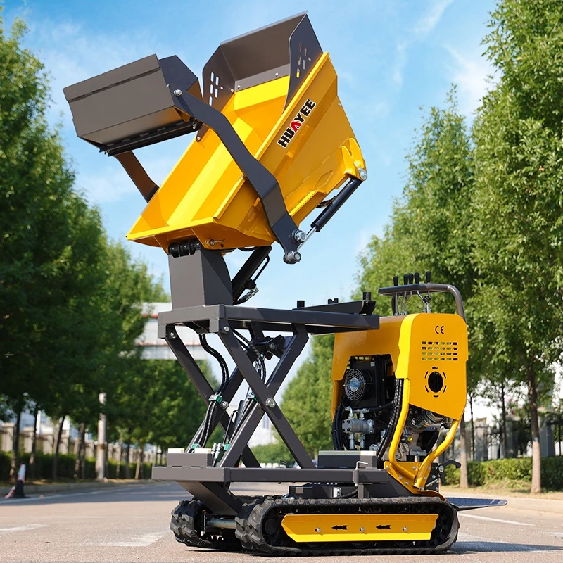 Entrega rápida Mini volcadores EPA EURO 5 Mini camión volquete barato de alta calidad HUAYEE fábrica personalizar 500 kg pequeño volquete sobre orugas