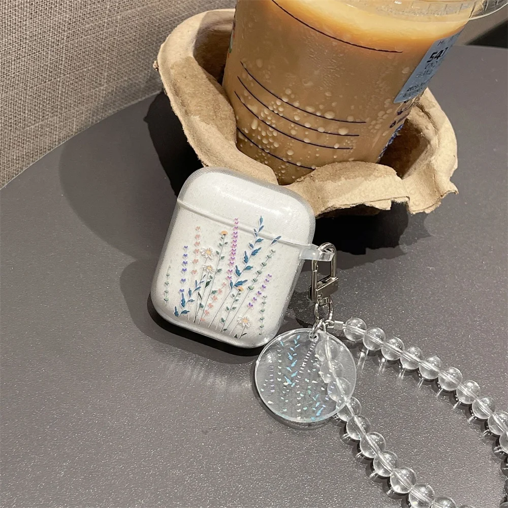 Funda brillante con purpurina de flores a la moda para AirPods 1, 2, 3, 4, funda de pulsera para auriculares inalámbricos con Bluetooth para Apple airpods Pro 2. ° Funda