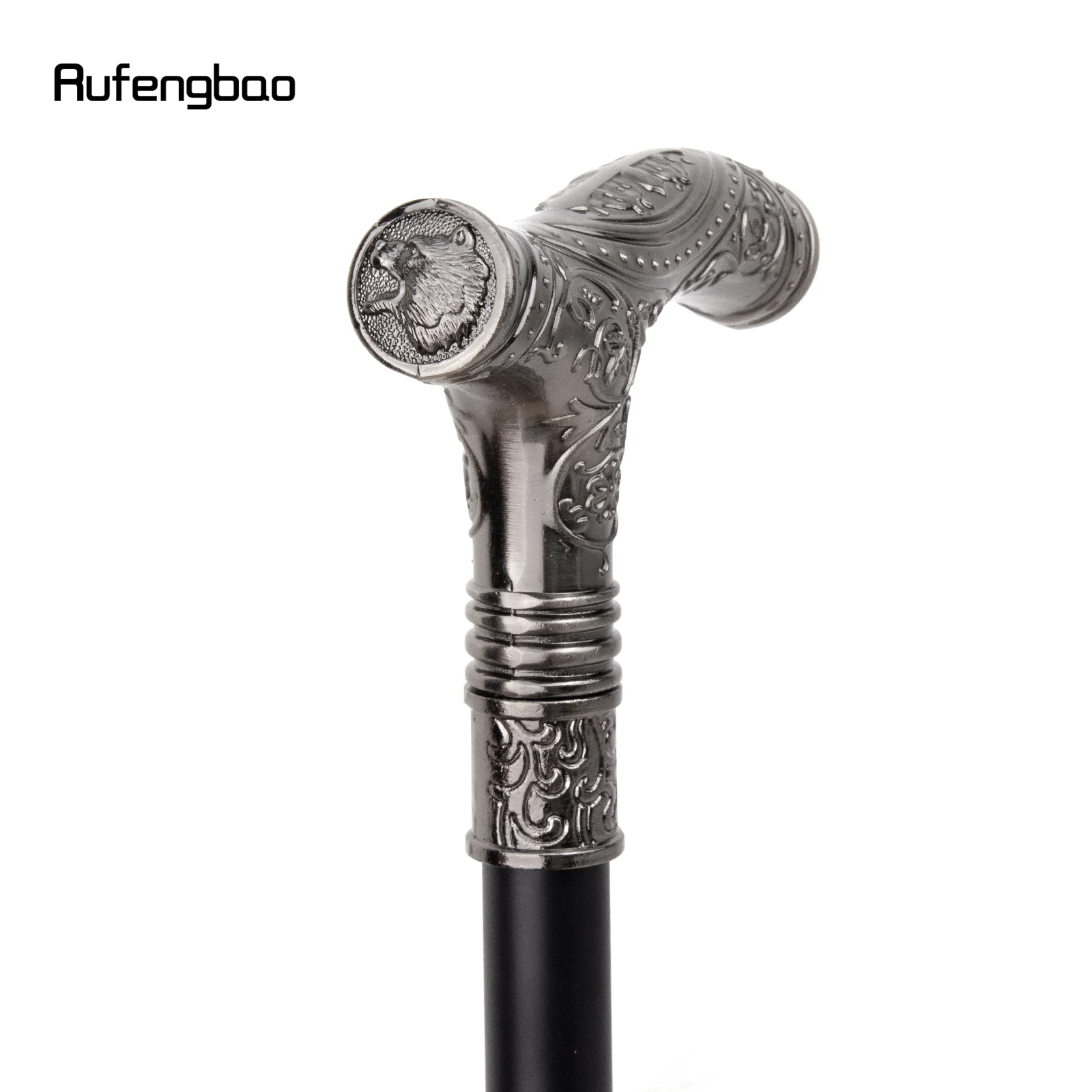 Silber brüllend Bärenkopf Blume Gehstock mit versteckter Platte Selbstverteidigung Mode Rohr platte Cosplay Crosier Stick 93cm