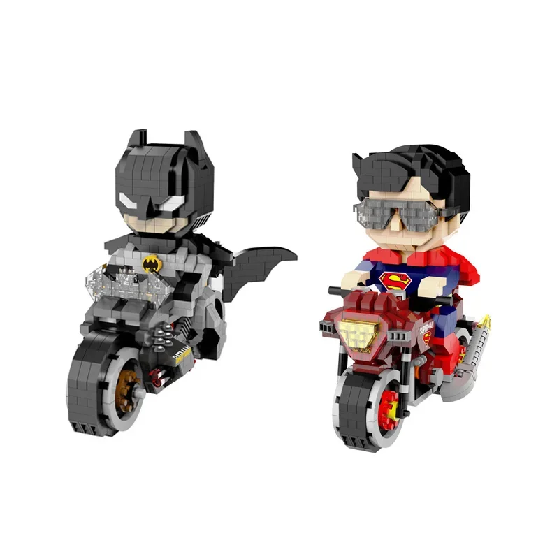 Batman Micro figura de bloques de construcción DC Superman motocicleta superhéroes rompecabezas 3D modelo película Mini ladrillos juguetes para niños regalos