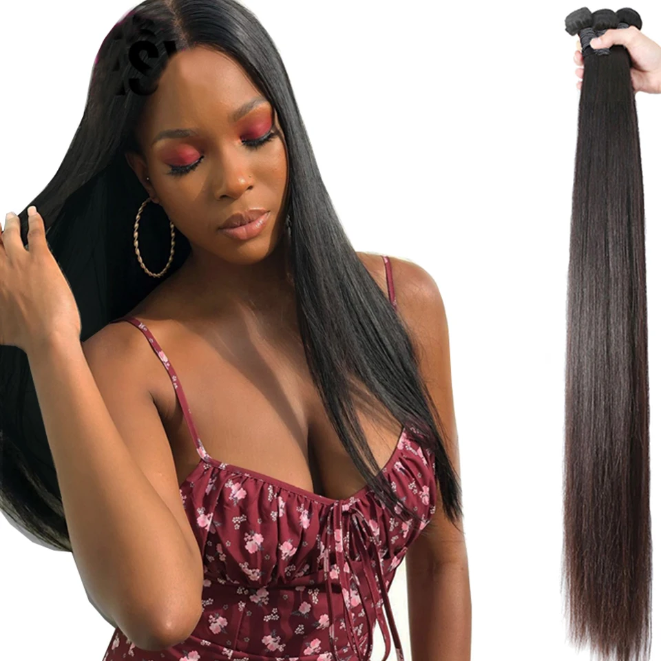 NextFace-seda reta brasileiro cabelo feixes, extensões de cabelo humano, cor natural, cabelo grosso tece