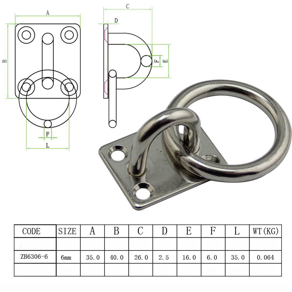 Stainless Steel Universal With Ring Marine Eye Plate Stable Best Rust Protection Boat Cabin Accessories